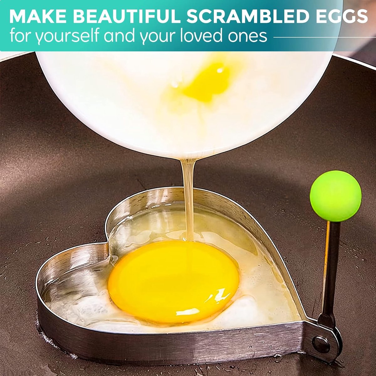 Stainless Steel Egg Baking Mold - 5 Pieces - Egg Baking Mold - Kitchen Utensils - DIY Model Egg Baking Mold - 5 Piece Creative Breakfast Set - Circle, Heart, Flower, Five-Pointed Star and Mickey Mouse Shapes - Image 5