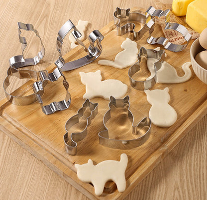 Cookie Cutters Cat - 9 Piece Set - Stainless Steel Baking Cup Set - Cat Shaped Cookie Cutters and Baking Tools - Enjoy cooking with your kids. - Image 5