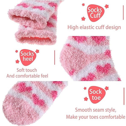 Socks - Women's lounge socks (6 pairs) - Women's fluffy socks - Floor socks - Women's fleece socks - Comfortable winter socks - Thick pink - Image 2