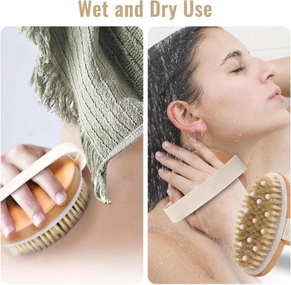 Bath Brush - Body Brush - Natural Bristles - Massage Brush - Shower Brush - Exfoliating Brush - Sauna Brush - Improves Blood Circulation - Lymphatic Function - Removes Dead Skin Cells - Image 5