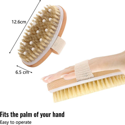 Bath Brush - Body Brush - Natural Bristles - Massage Brush - Shower Brush - Exfoliating Brush - Sauna Brush - Improves Blood Circulation - Lymphatic Function - Removes Dead Skin Cells - Image 6
