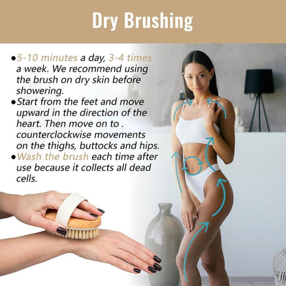 Bath Brush - Body Brush - Natural Bristles - Massage Brush - Shower Brush - Exfoliating Brush - Sauna Brush - Improves Blood Circulation - Lymphatic Function - Removes Dead Skin Cells - Image 7