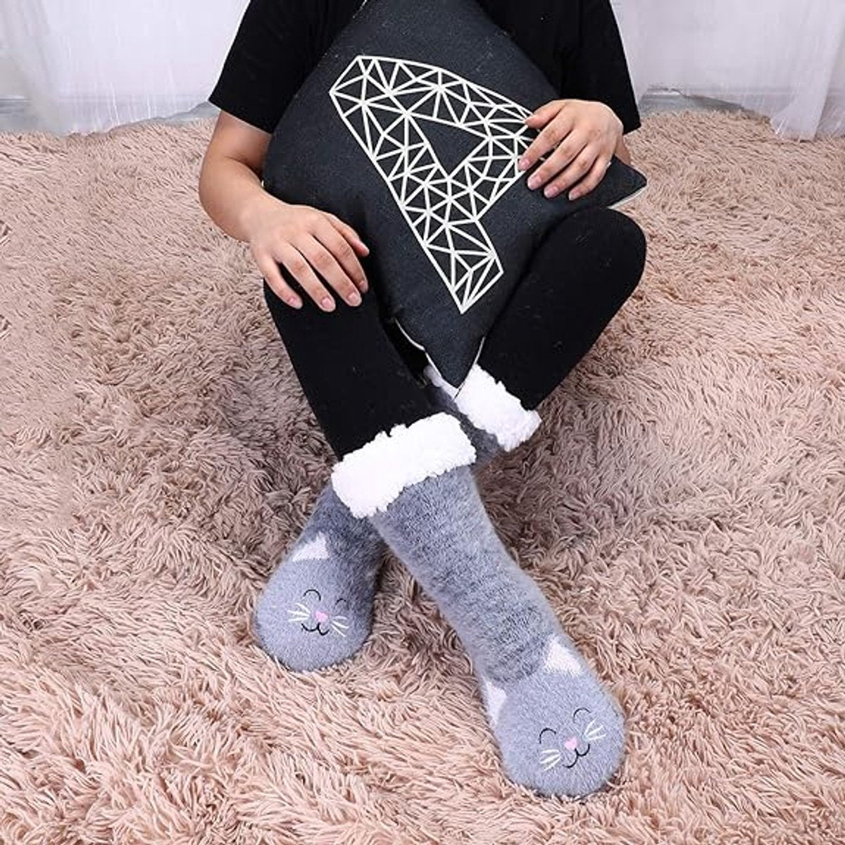 House Socks (2 pairs) - Floor Socks - Slipper Socks - Women's House Socks - Comfortable and Warm - Cute Animal Print - Christmas Gift - Image 3