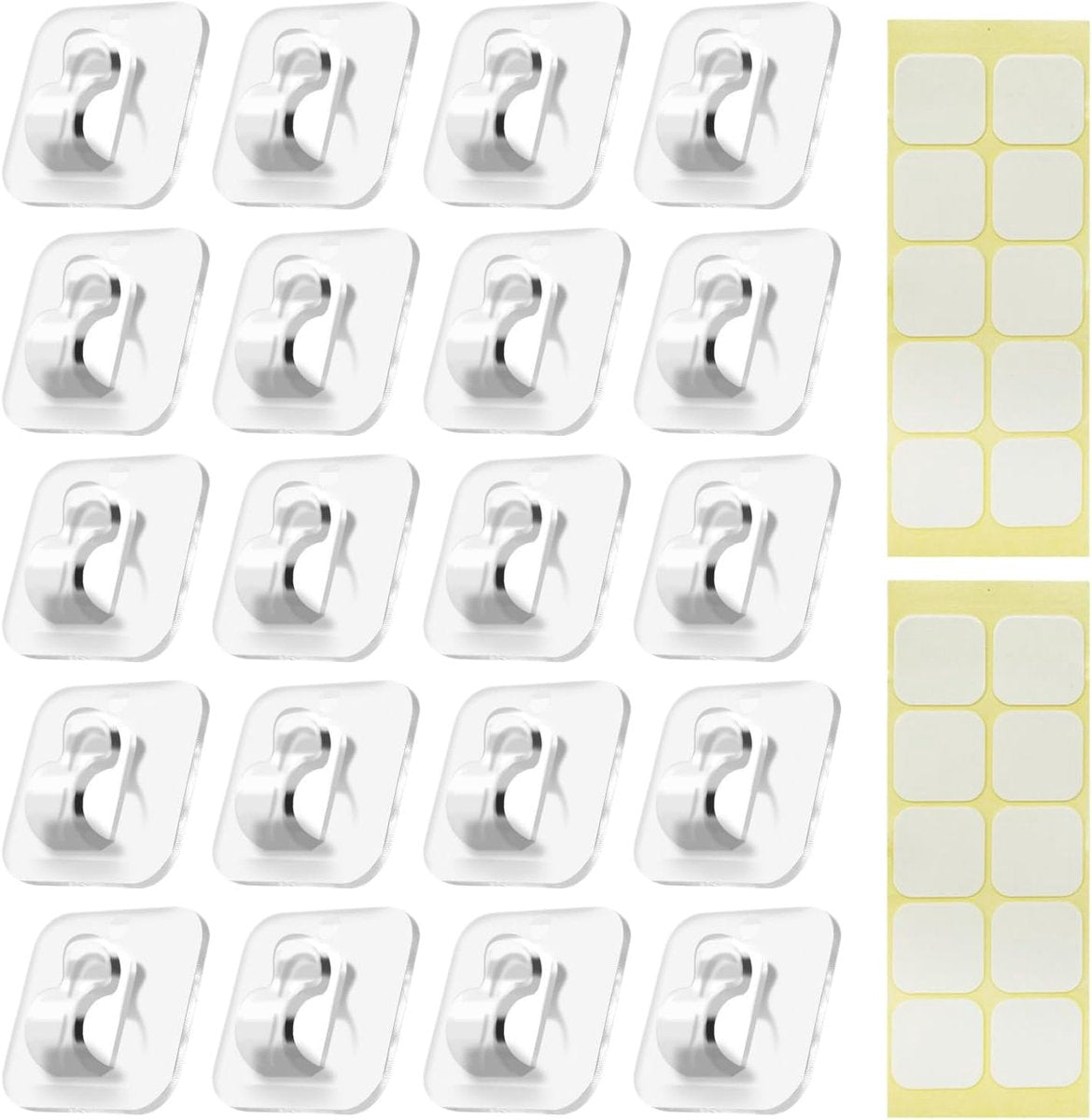 Hooks - Mini Light Clips | Self-Adhesive Lighting Hooks - Cable Holder Organizer - Set of 20 Hooks incl. Adhesive Strip