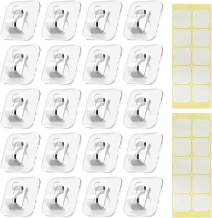 Hooks - Mini Light Clips | Self-Adhesive Lighting Hooks - Cable Holder Organizer - Set of 20 Hooks incl. Adhesive Strip