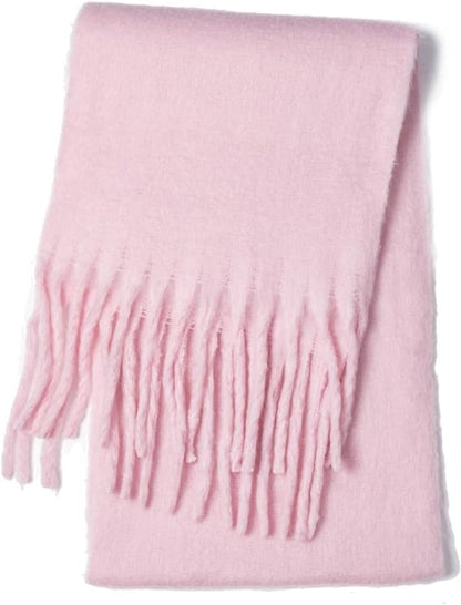 Scarf - Women's Winter Scarf - Warm and Thick Knitted Checked Scarf - Blanket Scarf - Stylish Gift - A Gift for Her (Pink) - Image 2