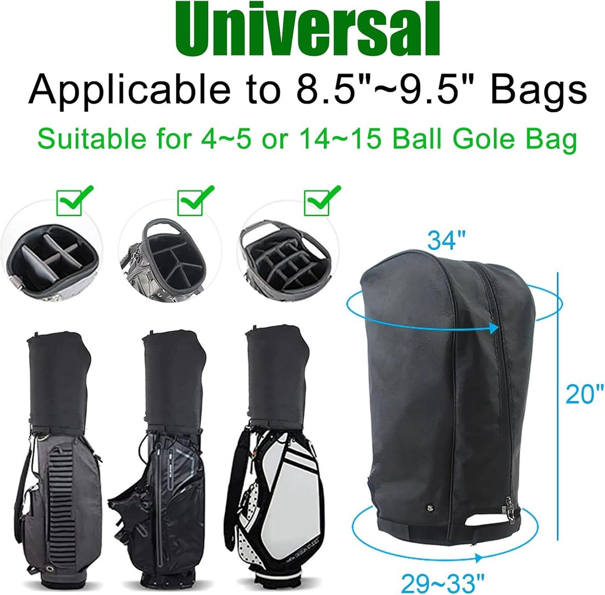 Golf Bag Cover - Waterproof Rain Cover - Golf Bag Rain Cover - Fits Almost All Travel Bags Golf Bag - Carrying Cart for Men and Women Golfers (Color: Canvas Black) - Image 3