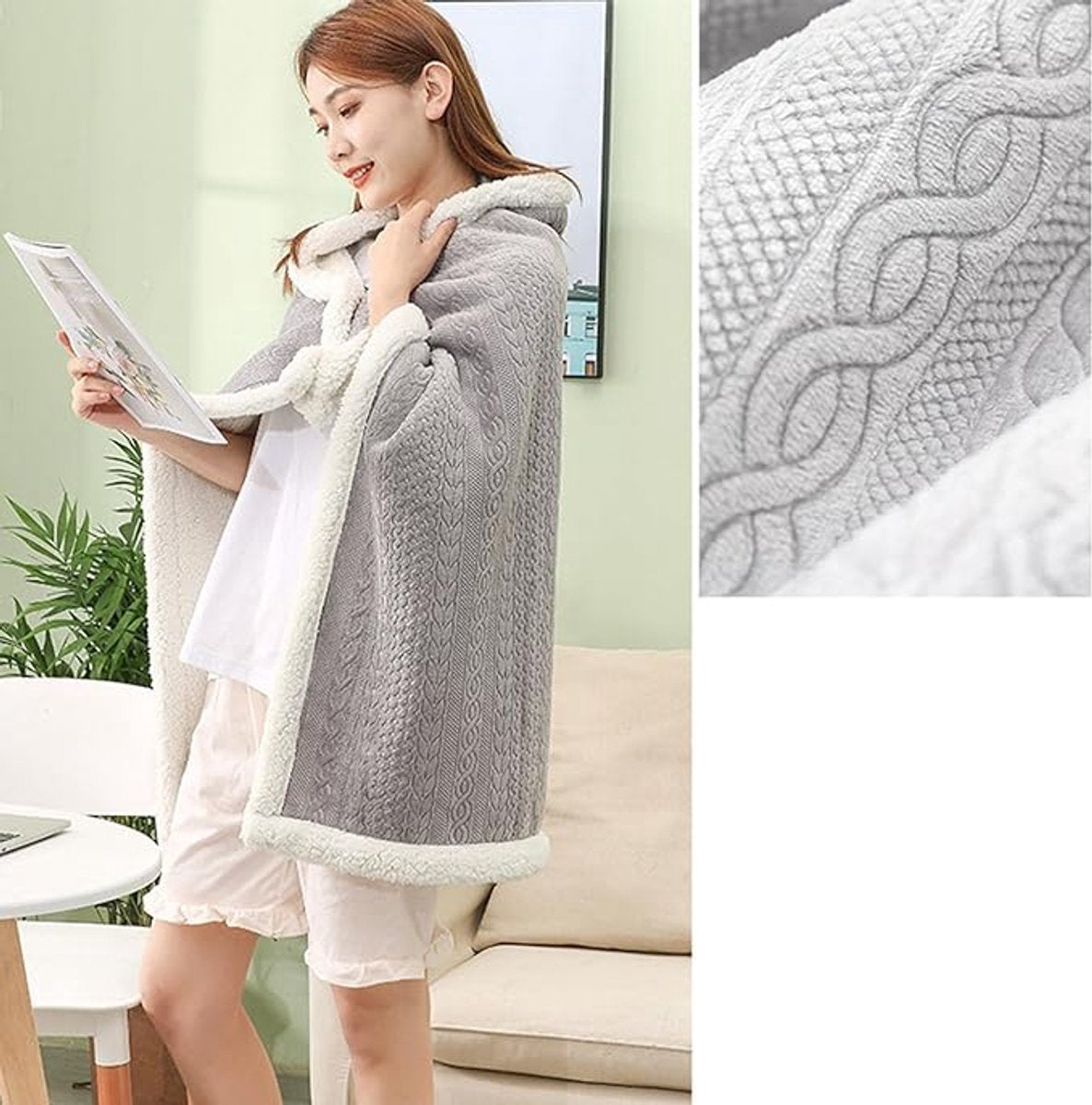 Scarf - Blanket - Warm Scarf - Soft and Lightweight - Comfortable and Breathable - Suitable for Daily Use - Ideal for Warm Scarves and Blankets for Women and Girls at Home（Grey） - Image 3