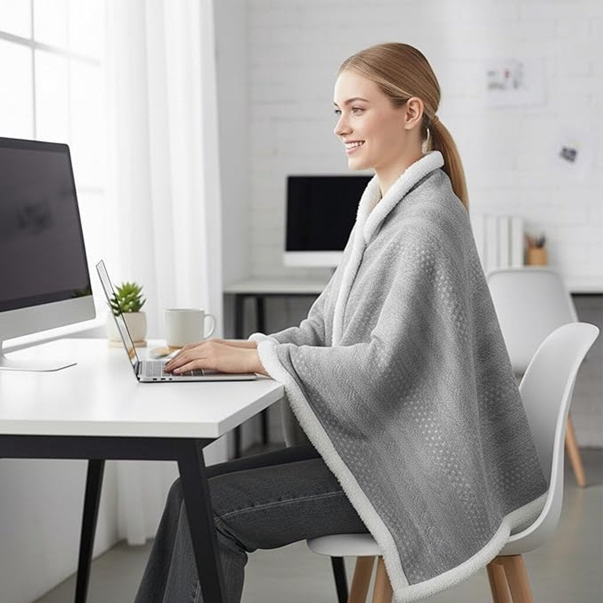 Scarf - Blanket - Warm Scarf - Soft and Lightweight - Comfortable and Breathable - Suitable for Daily Use - Ideal for Warm Scarves and Blankets for Women and Girls at Home（Grey） - Image 6