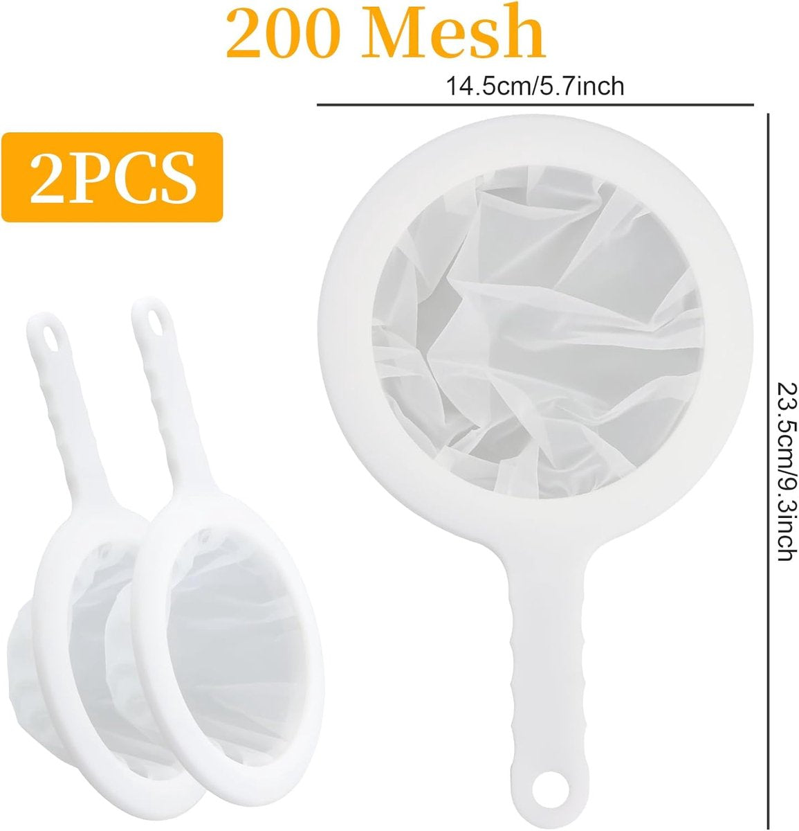2-Piece Food Strainer - Mesh Sieve - Sieve Filter - Reusable Strainer - for Oil, Coffee, Tea, Juice, Wine (200 Mesh) - White - Image 5