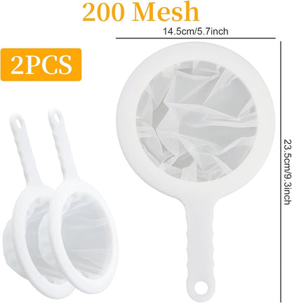 2-Piece Food Strainer - Mesh Sieve - Sieve Filter - Reusable Strainer - for Oil, Coffee, Tea, Juice, Wine (200 Mesh) - White - Image 5