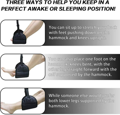Airplane Footrest - Flying Leg Hammock - Prevents Back, Leg, Knee, and Hip Pain and Stiffness - Portable Travel Accessory with Adjustable Height - Suitable for Airplanes, Trains, and the Office - Image 2
