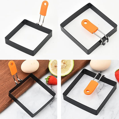 Egg Packaging - Pack of 4 - Egg Packaging - Square Egg Packaging - Non-stick Stainless Steel Square Shape - Square Omelette Mold - With Silicone Insulated Handle - 10x8cm - Image 7