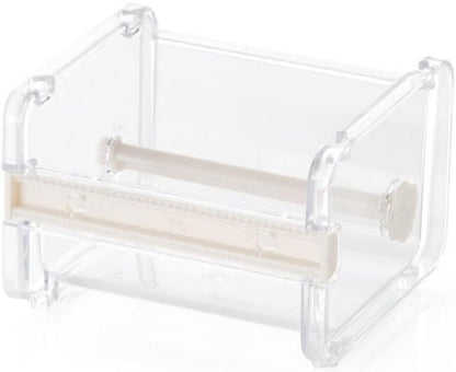 Transparent, visible packaging tape dispenser - holder for cutting tape - organizer, holder for desk and office tape - holder for self-adhesive roll tape dispenser - storage tape, cutting tape - adhesives and fasteners