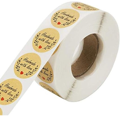 Sticker Labels - 500 sheets/roll - Round handmade heart-shaped kraft paper labels - Self-adhesive baking labels - Decorative labels - Sealing stickers - Gift stickers - Image 2