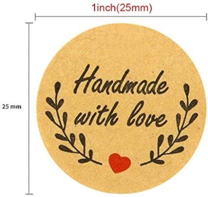 Sticker Labels - 500 sheets/roll - Round handmade heart-shaped kraft paper labels - Self-adhesive baking labels - Decorative labels - Sealing stickers - Gift stickers - Image 5