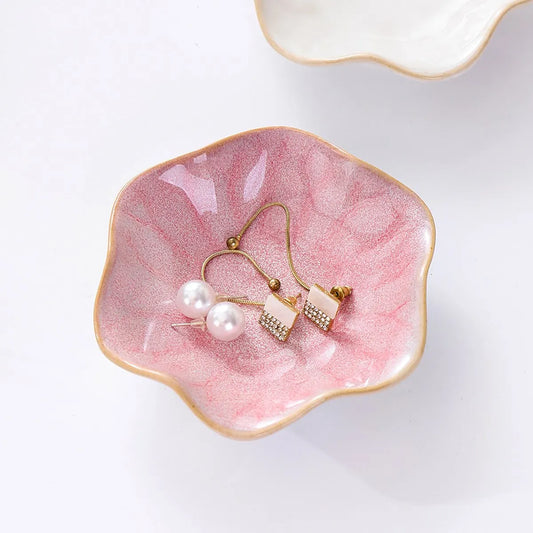 Ceramic Jewelry Bowl - Room Decor, Key Holder, Ring Holder, Jewelry Tray, Jewelry Tray, Drip Tray, Bedside Table Decoration (Pink) - Image 2