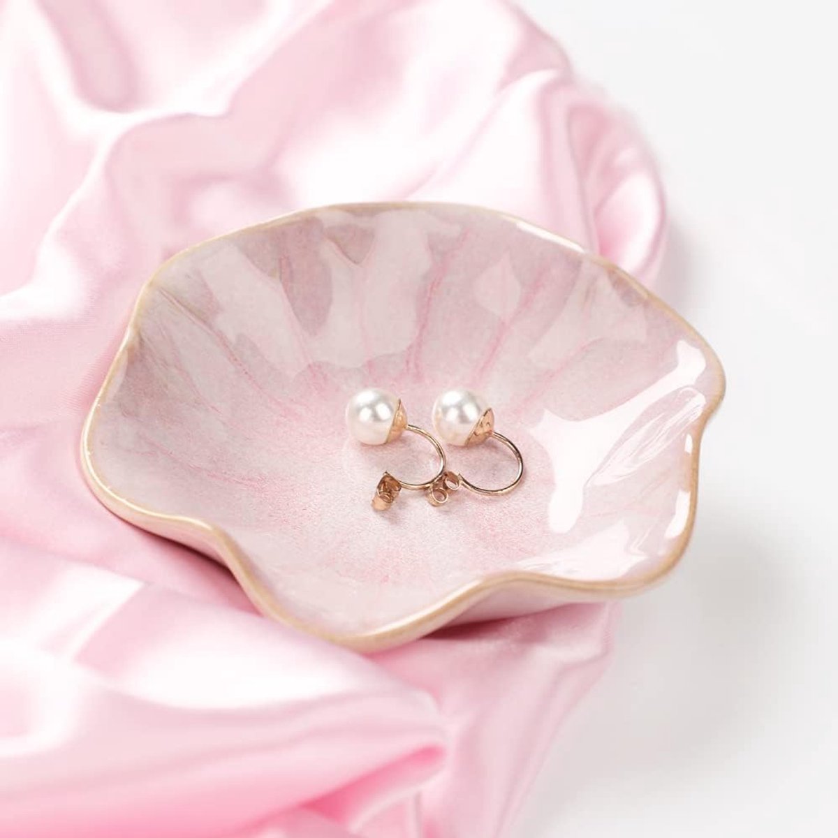 Ceramic Jewelry Bowl - Room Decor, Key Holder, Ring Holder, Jewelry Tray, Jewelry Tray, Drip Tray, Bedside Table Decoration (Pink) - Image 4