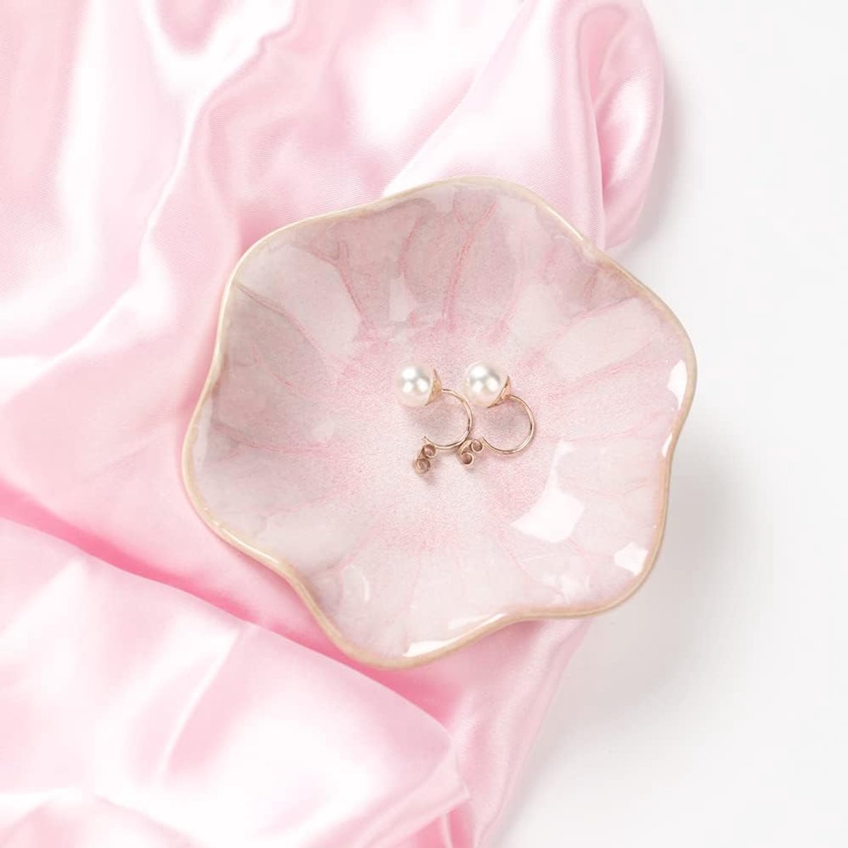 Ceramic Jewelry Bowl - Room Decor, Key Holder, Ring Holder, Jewelry Tray, Jewelry Tray, Drip Tray, Bedside Table Decoration (Pink) - Image 5