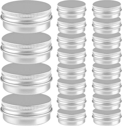 Small Tins with Lids - Pack of 20 - Dispensing Containers - 20ml Reusable Aluminum Tins and Refillable Small Tins with Screw Cap, Travel Sample Containers - Suitable for storing nail art supplies, jewelry, badges, sweets, etc.