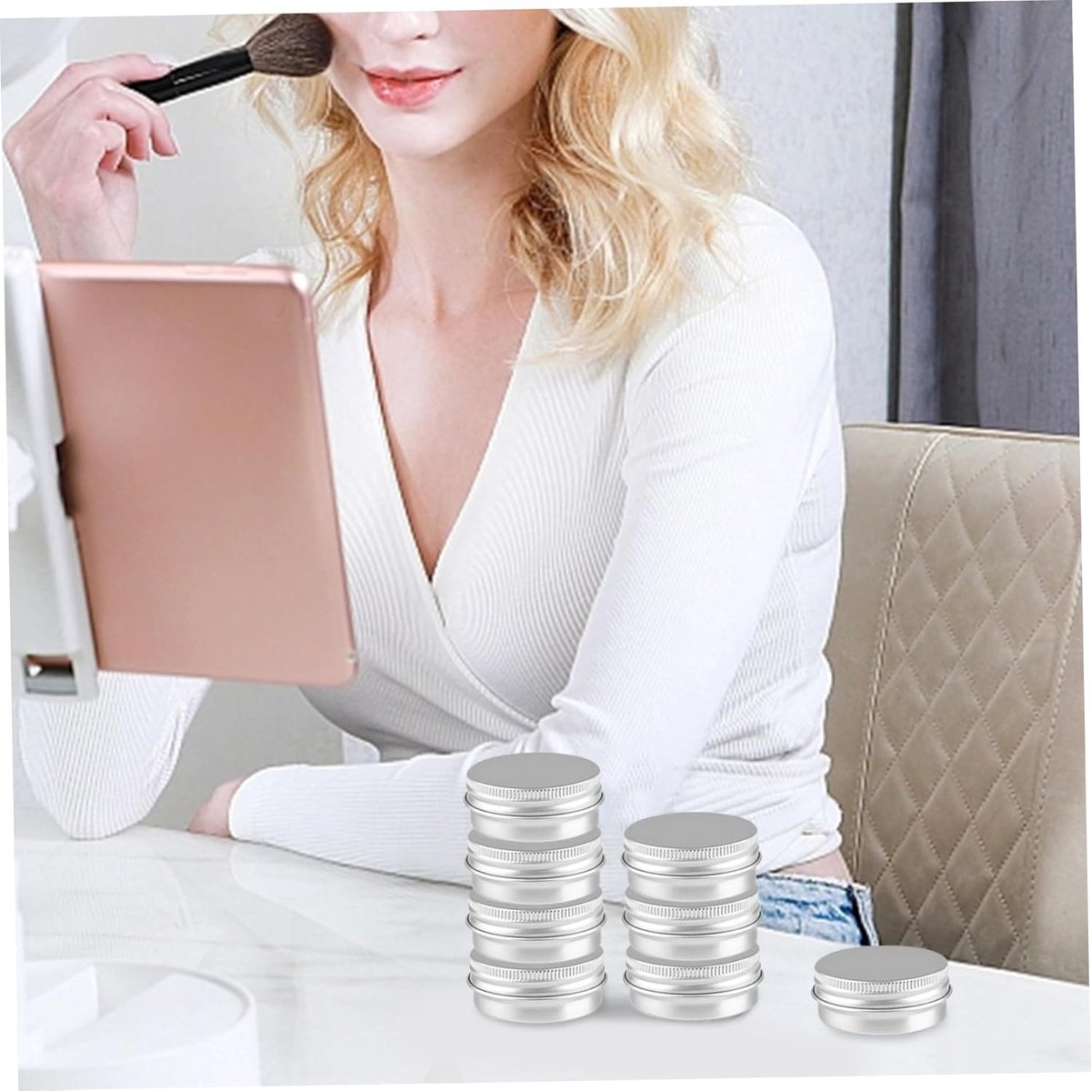 Small Tins with Lids - Pack of 20 - Dispensing Containers - 20ml Reusable Aluminum Tins and Refillable Small Tins with Screw Cap, Travel Sample Containers - Suitable for storing nail art supplies, jewelry, badges, sweets, etc. - Image 2