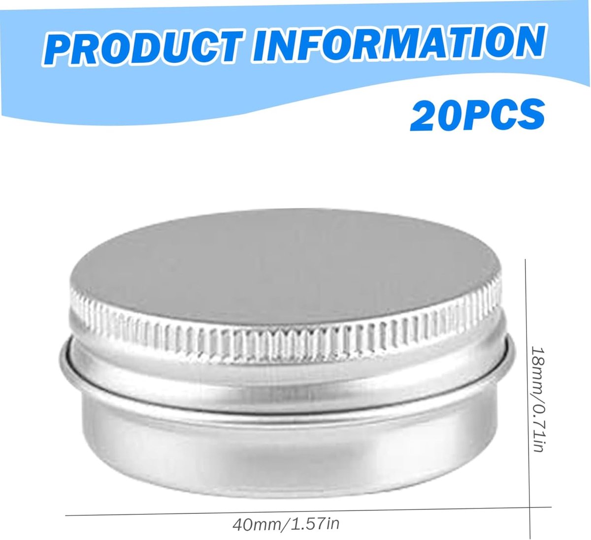 Small Tins with Lids - Pack of 20 - Dispensing Containers - 20ml Reusable Aluminum Tins and Refillable Small Tins with Screw Cap, Travel Sample Containers - Suitable for storing nail art supplies, jewelry, badges, sweets, etc. - Image 5