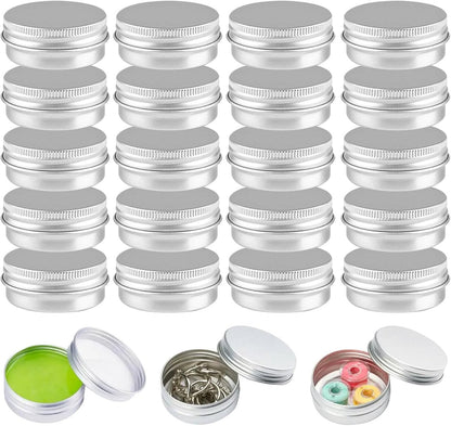 Small Tins with Lids - Pack of 20 - Dispensing Containers - 20ml Reusable Aluminum Tins and Refillable Small Tins with Screw Cap, Travel Sample Containers - Suitable for storing nail art supplies, jewelry, badges, sweets, etc. - Image 6
