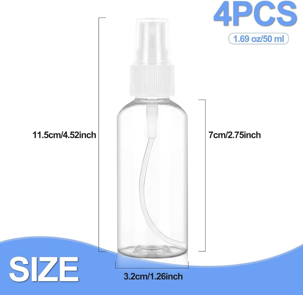 Spray Bottles (4-pack) - Refillable Plastic Spray Bottles - 50ml Spray Bottles - Empty Aerosol Cans - For Essential Oils, Cleaning, Perfume - Image 5