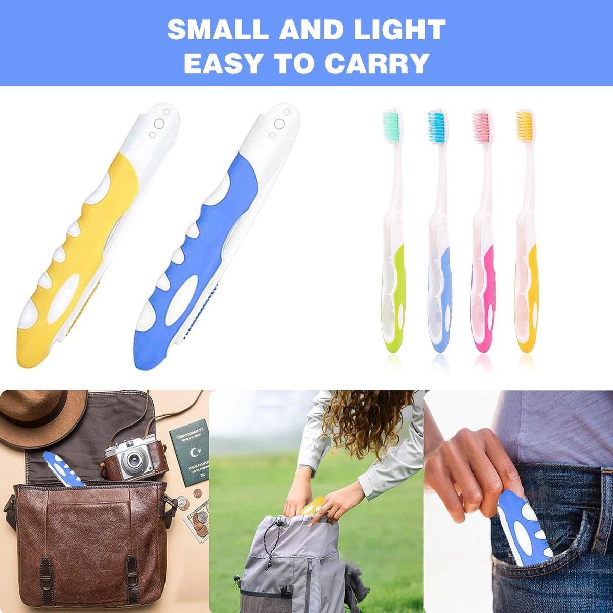 4-pack toothbrushes - Travel toothbrushes - Foldable toothbrushes - Foldable travel toothbrushes - Portable soft toothbrushes - Easy to carry - Image 5