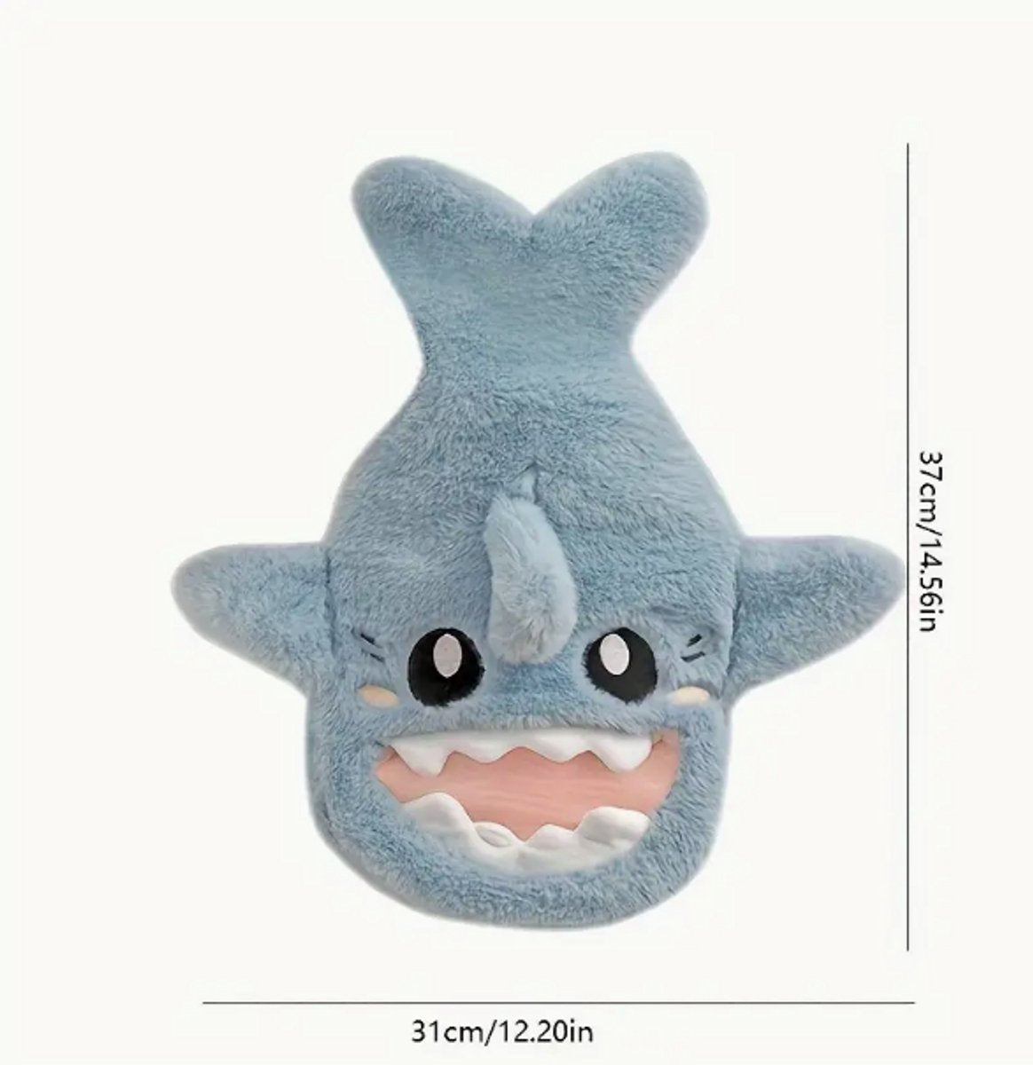 Hot Water Bottle - 1L Capacity - Hot Water Bottle with Cover - Plush Hot Water Bottle - Cute Shark Design - Keeps Water Hot for Up to 6 Hours - A Great Gift for Family and Friends - Pink - Image 2