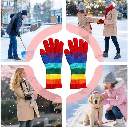 Knitted Gloves - Gloves - Rainbow Gloves - Warm Gloves - Touchscreen Compatible Gloves - Unisex - Suitable for Cold Weather, Sports, Travel, Driving, Skating, Skiing - Christmas Gift - Birthday Gift - Image 3