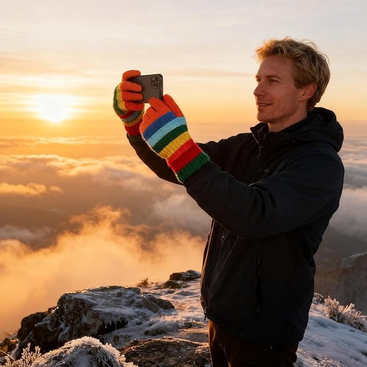 Knitted Gloves - Gloves - Rainbow Gloves - Warm Gloves - Touchscreen Compatible Gloves - Unisex - Suitable for Cold Weather, Sports, Travel, Driving, Skating, Skiing - Christmas Gift - Birthday Gift - Image 5
