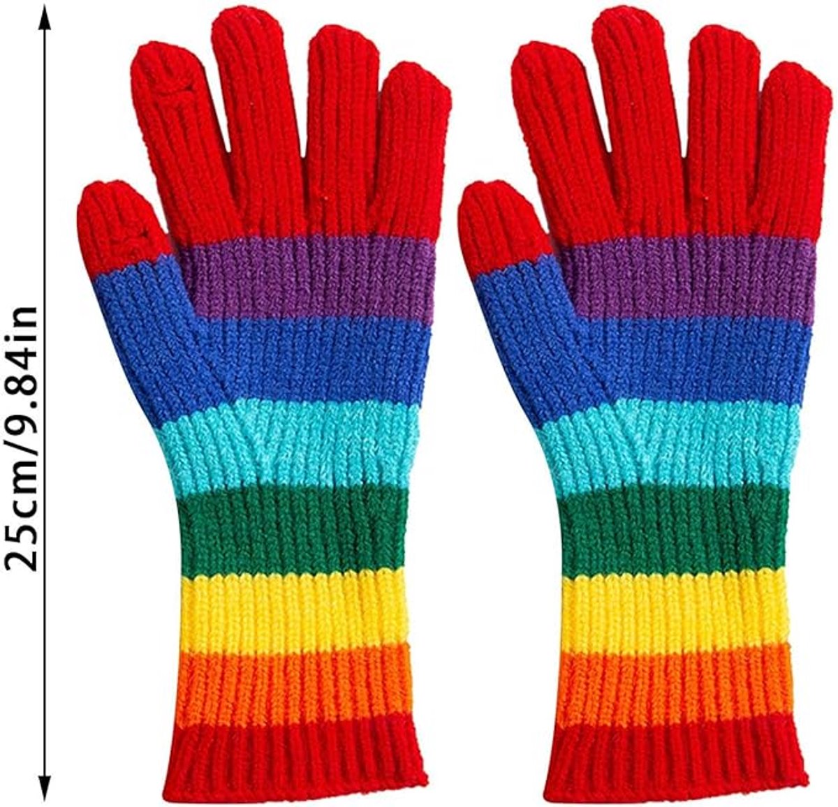Knitted Gloves - Gloves - Rainbow Gloves - Warm Gloves - Touchscreen Compatible Gloves - Unisex - Suitable for Cold Weather, Sports, Travel, Driving, Skating, Skiing - Christmas Gift - Birthday Gift - Image 6