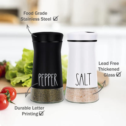 2-piece - stainless steel - with adjustable spout - farmhouse style - salt and pepper shaker - Image 2