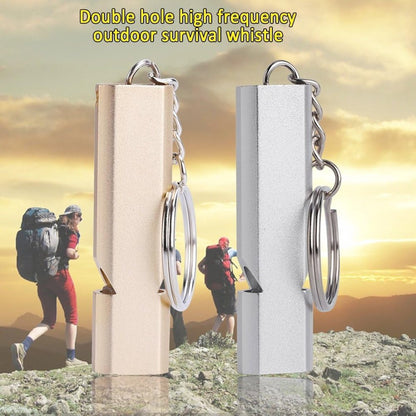 Whistles - Emergency Survival Whistles - Set of 2 - Extra Loud Aluminum Whistles for Outdoor Use - Slim Double-Barrel Rescue Whistles - Suitable for Swim Training, Camping, Hiking, Hunting, Boating and Other Activities (Gold + Silver) - Image 4