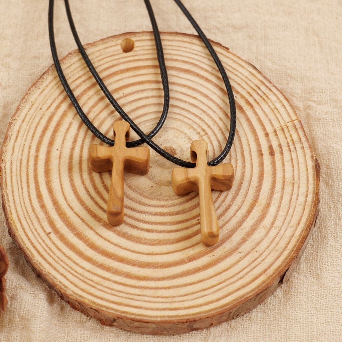 Olive Wood Cross Necklace - Simple and Personalized - Image 2