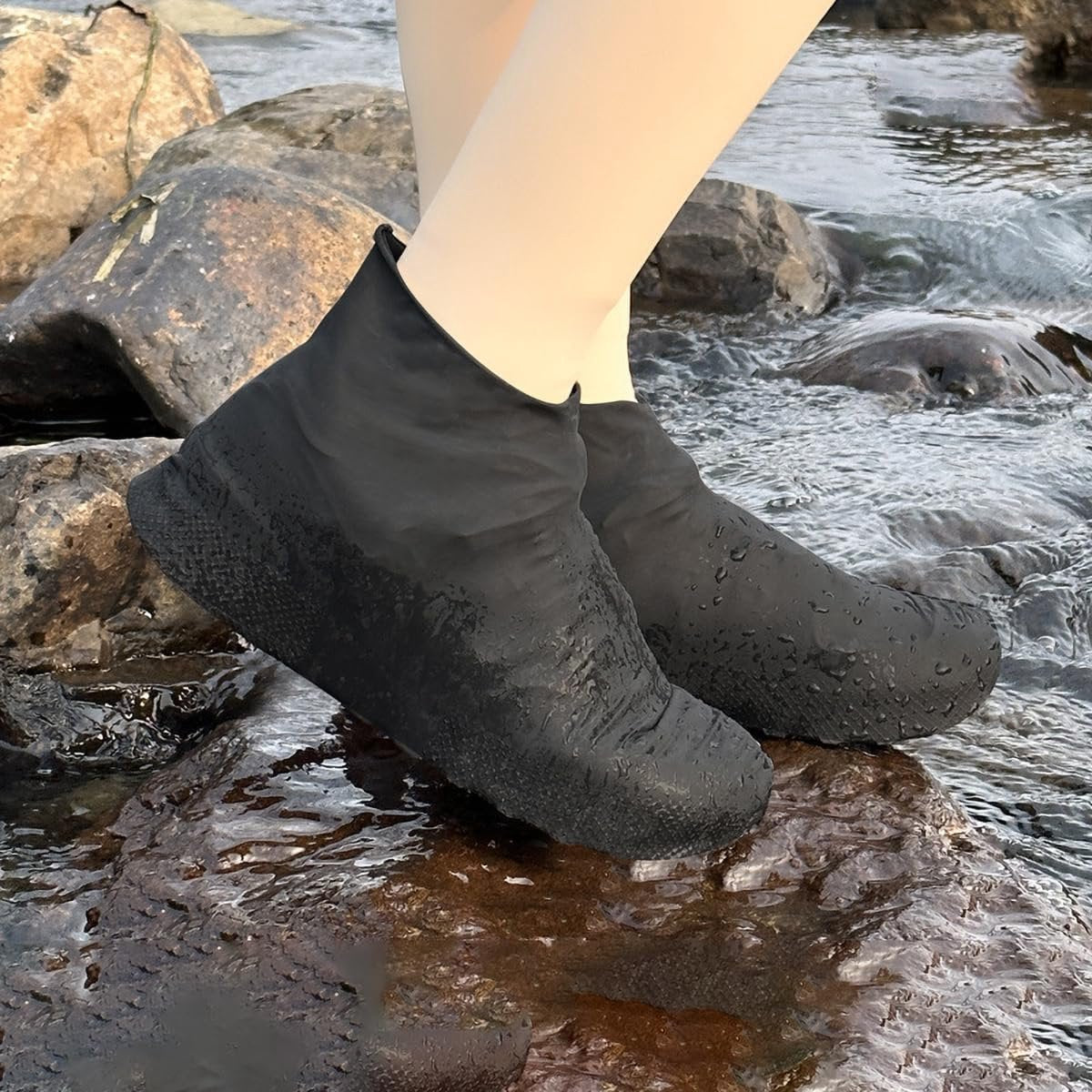 Overshoes - 1 Pair - Waterproof Silicone Overshoes - Reusable, Non-slip, Suitable for Outdoor Activities (Black - Size M) - Image 5