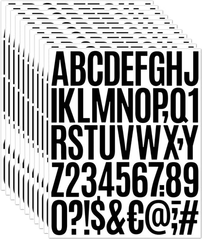 letter stickers - 10-sheet vinyl letter stickers - 2-inch self-adhesive alphabet and number stickers - waterproof - suitable for mailboxes, windows, doors, cars, boats, house numbers (black)