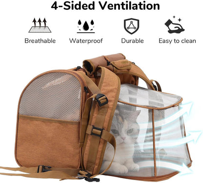 Travel Basket for Cats and Dogs - Carrier for Cats and Dogs - Travel Bag for Cats and Dogs - Dog Carrier - Cat Carrier - up to 10 lbs - brown - Image 2