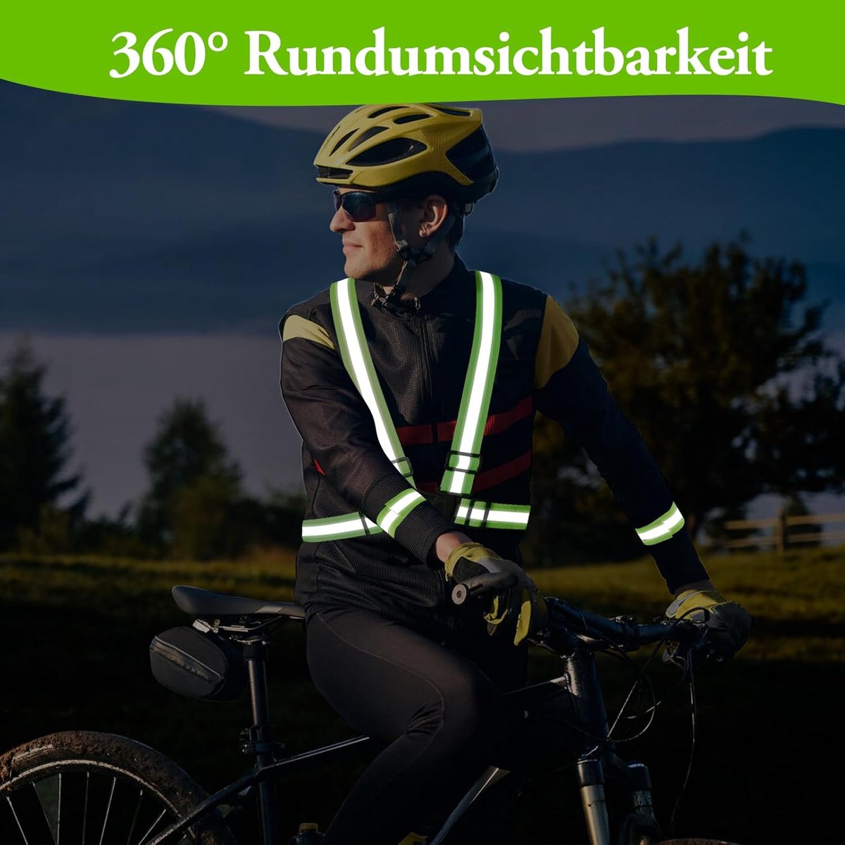 Two-piece reflective vest with 2 reflective armbands - High visibility reflective vest - Reflective safety vest - Adjustable lightweight elastic straps - Suitable for running, cycling and walking - Image 4
