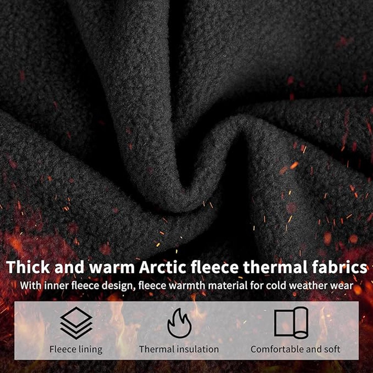 Hooded Scarf - Drawstring Scarf - Windproof Face Mask - Warm Face Mask - Scarf - Black - Motorcycle Neck Warmer - Suitable for winter activities such as skiing, running, cycling, motorcycling, picnicking and mountaineering. - Image 2