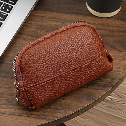 Vintage Wallet with Zip Around - Compact and Beautiful - Key Holder - Mini - Clutch - Coin Purse - Dark Brown - Image 2