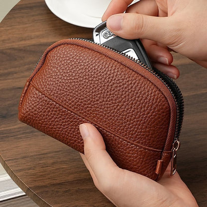 Vintage Wallet with Zip Around - Compact and Beautiful - Key Holder - Mini - Clutch - Coin Purse - Dark Brown - Image 4