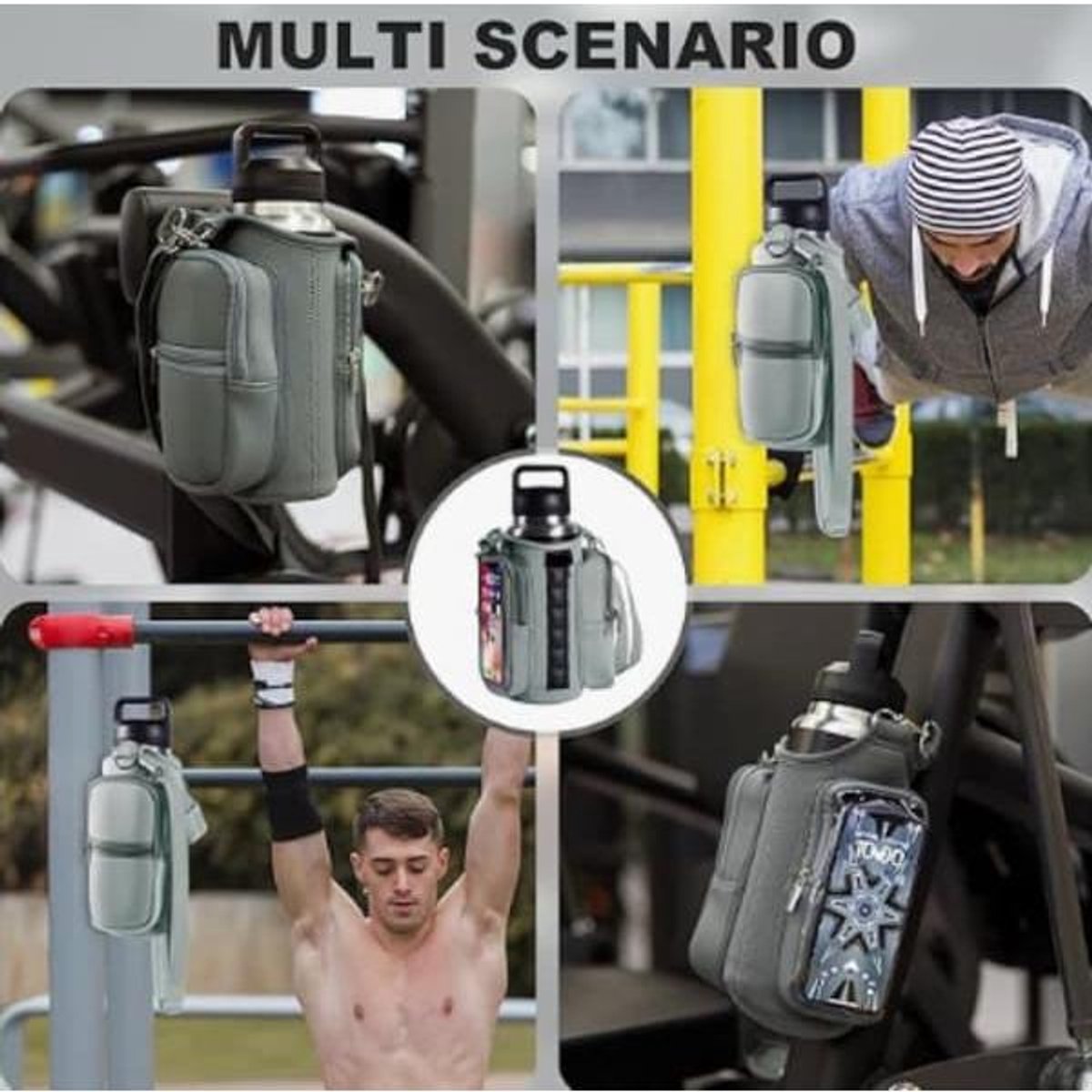 Magnetic Sports Bag with Adjustable Shoulder Strap - Includes Water Bottle Holder and Pocket - for Sports, Workouts, Travel & Work（White） - Image 4