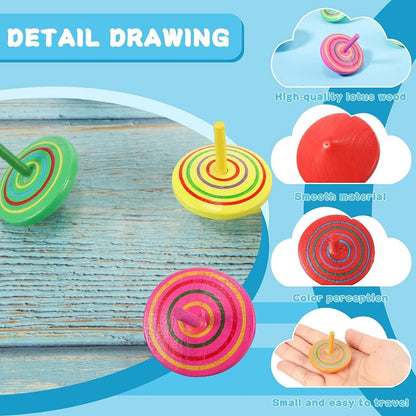 30 Children's Spinning Tops - Creative Mini Wooden Spinning Tops - Perfect as a birthday or Christmas gift for children aged 3 to 7 (random colors) - Image 2