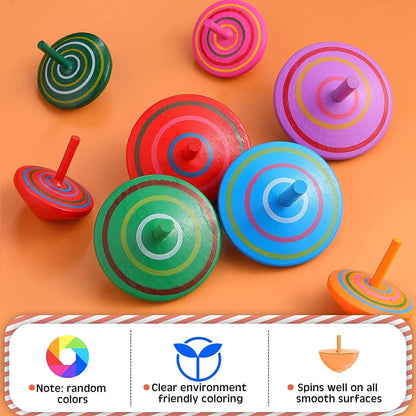 30 Children's Spinning Tops - Creative Mini Wooden Spinning Tops - Perfect as a birthday or Christmas gift for children aged 3 to 7 (random colors) - Image 5