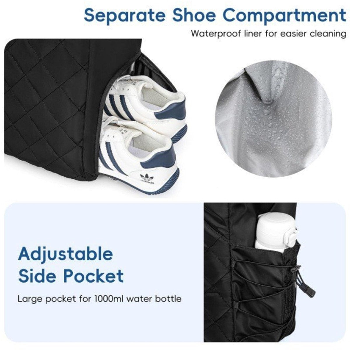 Backpack - Tennis bag - Handbag - Sports bag - Waterproof racket bag - Suitable for multiple rackets with shoe compartment - Black - Image 2
