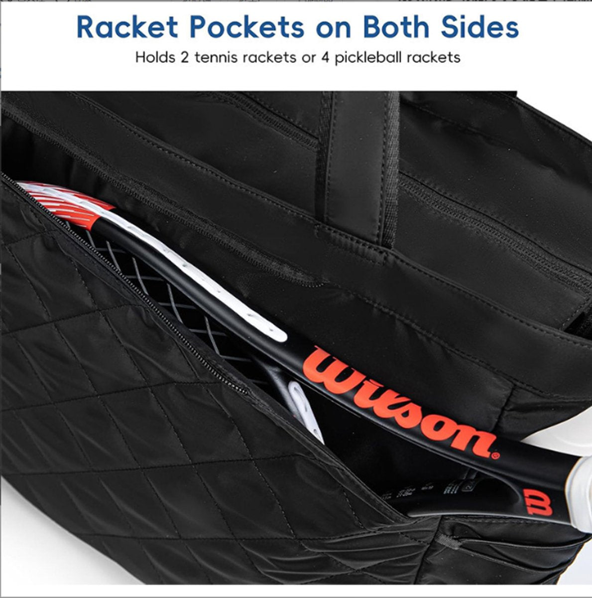 Backpack - Tennis bag - Handbag - Sports bag - Waterproof racket bag - Suitable for multiple rackets with shoe compartment - Black - Image 3