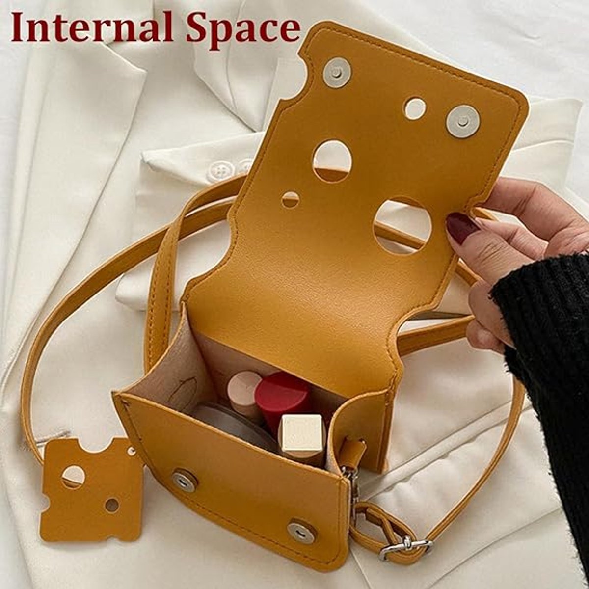 Storage Bag - Shoulder Bag - Mini Shoulder Bag - Cheese-shaped - Women's Fashion Bag (Square) - Image 2