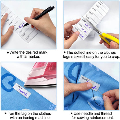 200 pcs iron-on name labels with pen - washable labels - woven labels for clothing, school uniforms, bags, towels, hats, gloves, scarves - Image 4